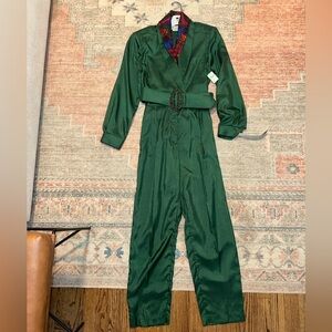 VINTAGE NWT Joan Walters Green Jumpsuit with Matching Belt